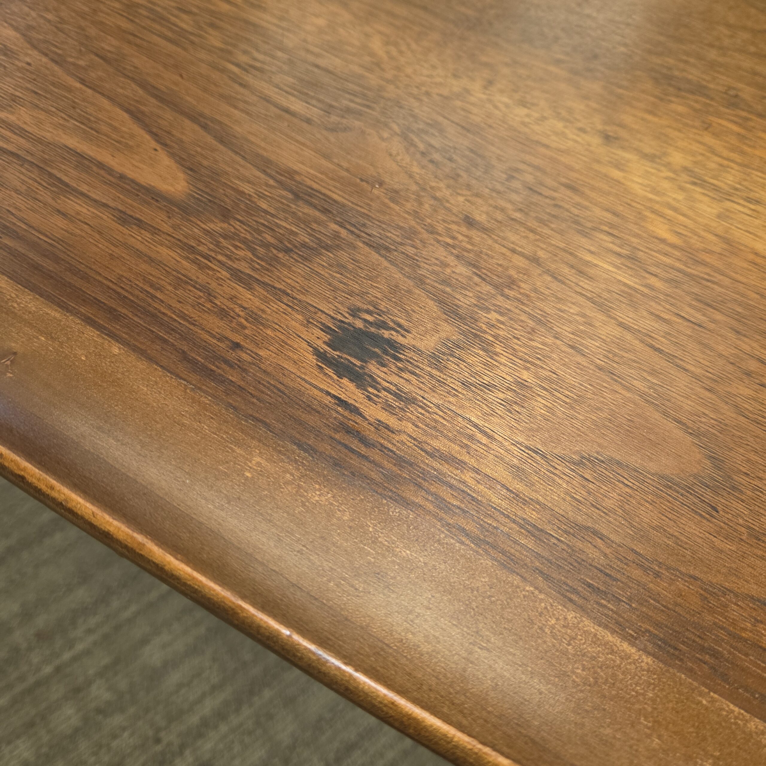 bassett mcm walnut side table w/dowel shelf (as is) bassett mcm walnut side table w/dowel shelf (as is)