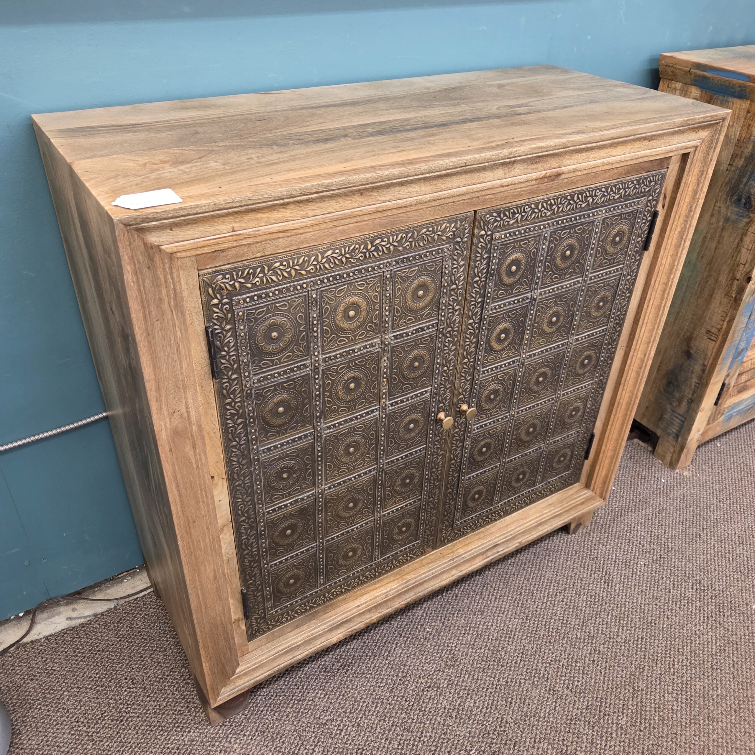 brass brocade 2door cabinet