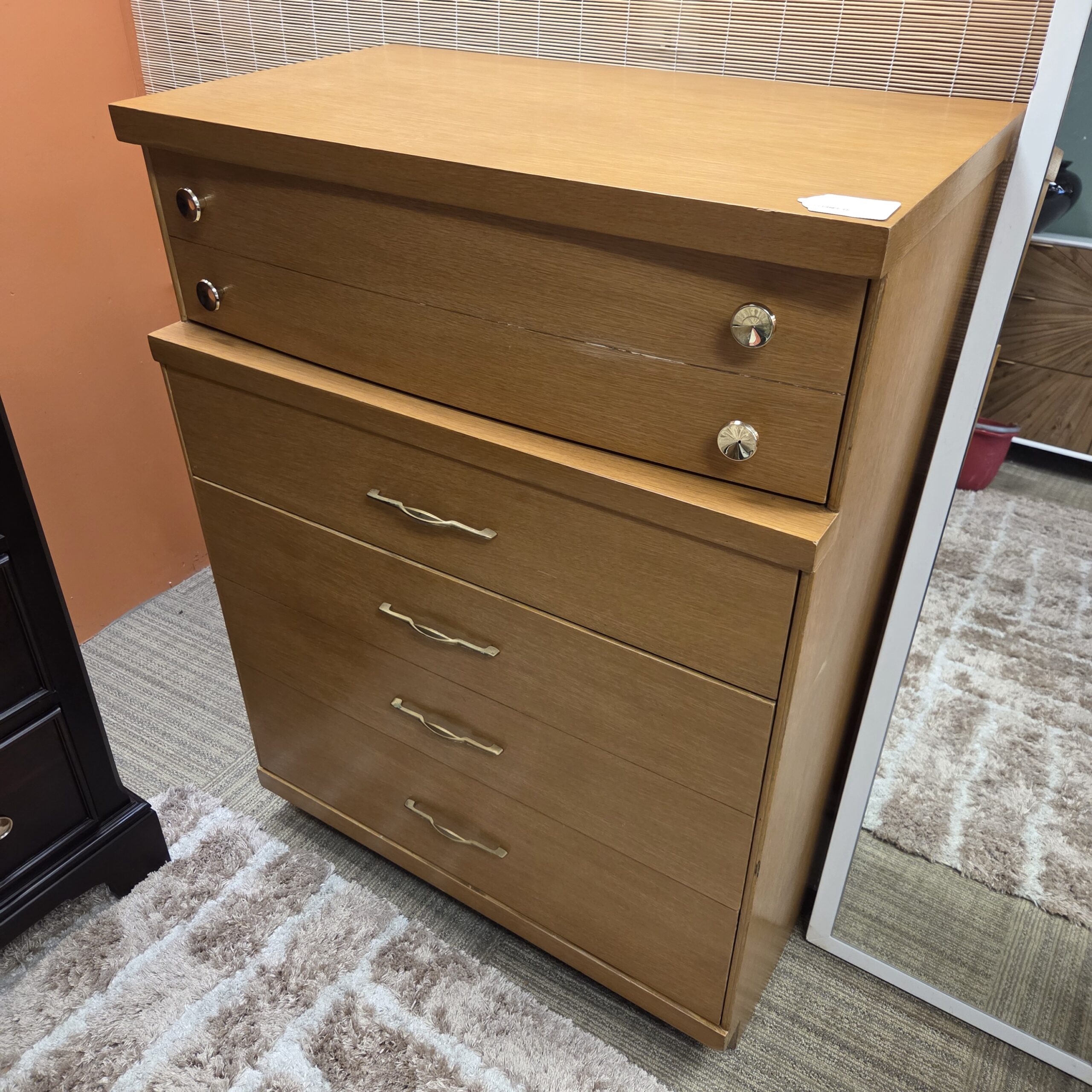 vintage blonde 2tier chest of drawers