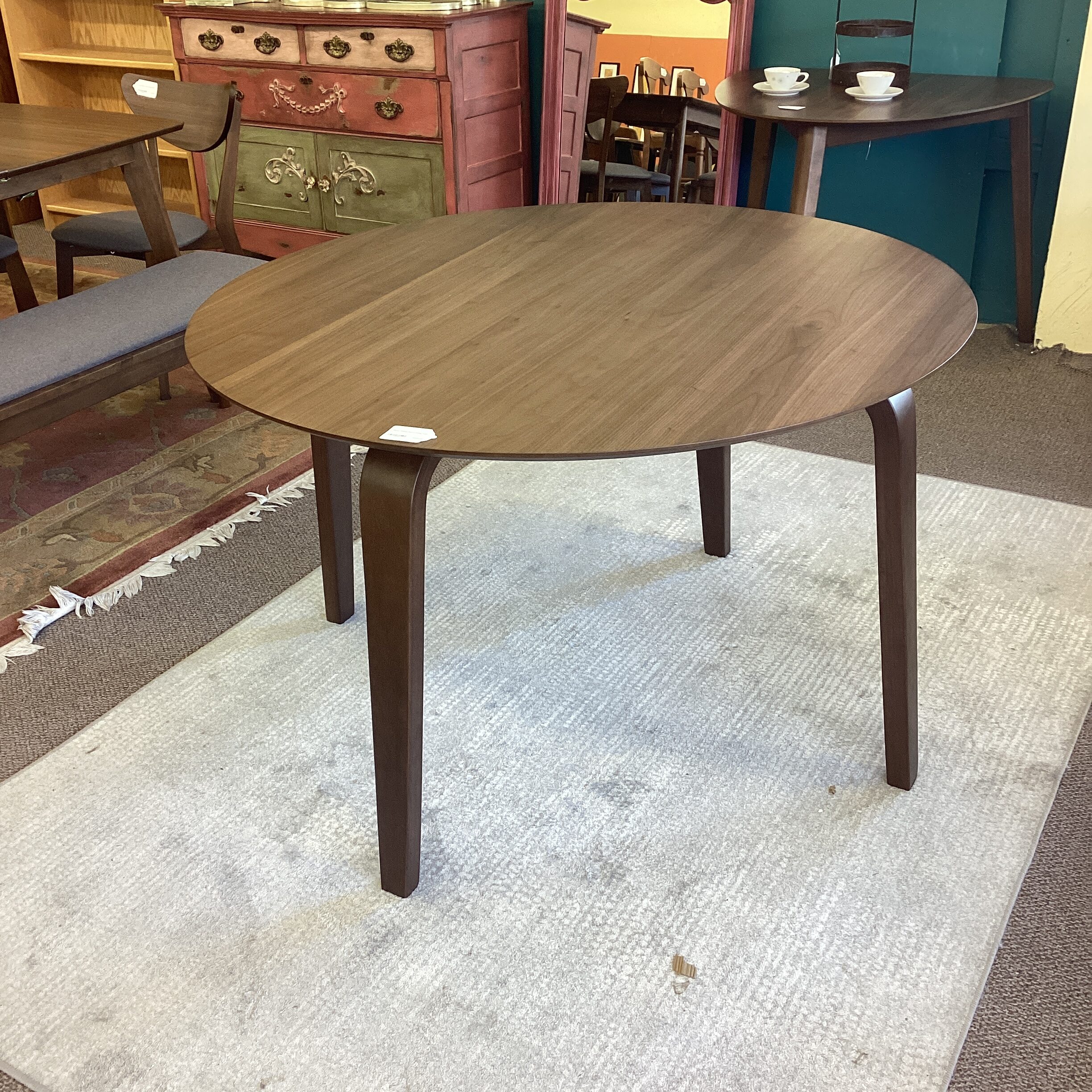 renee walnut round dining table