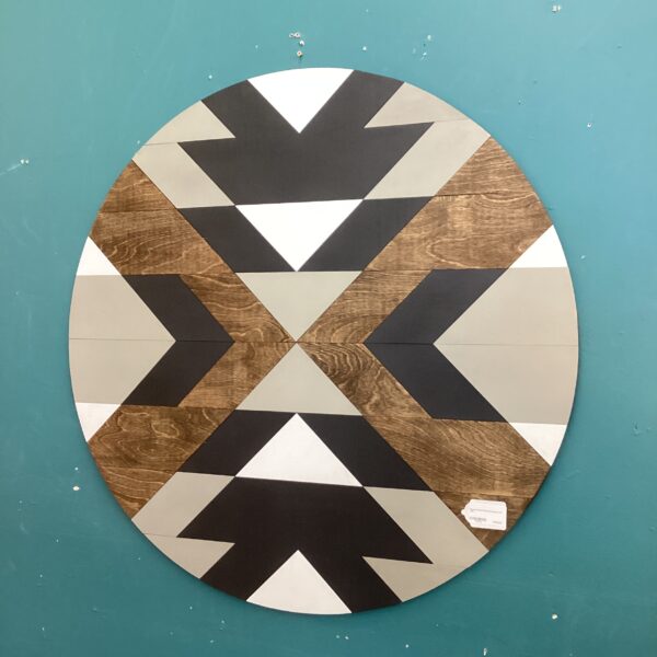 round wood panel geometric art