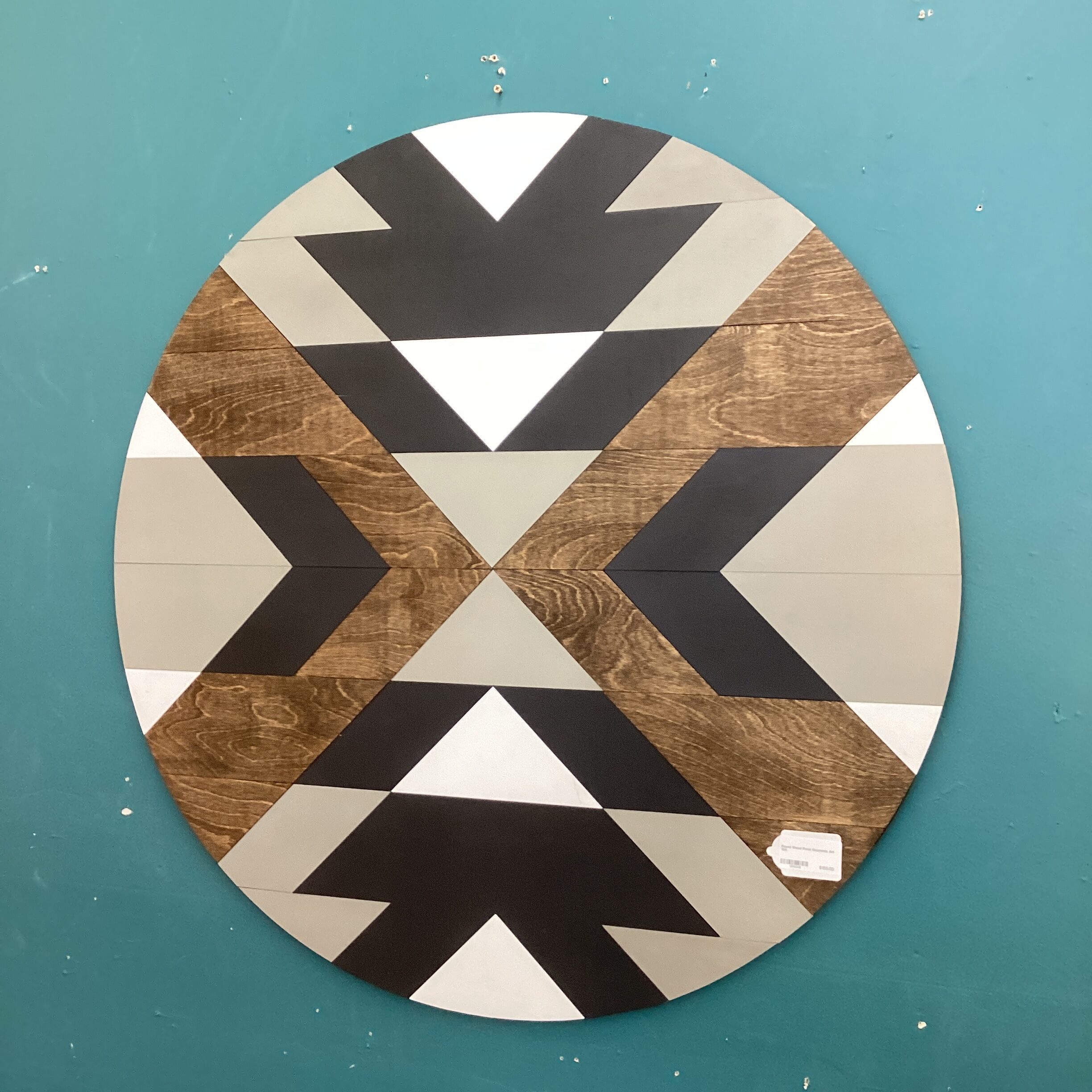 round wood panel geometric art